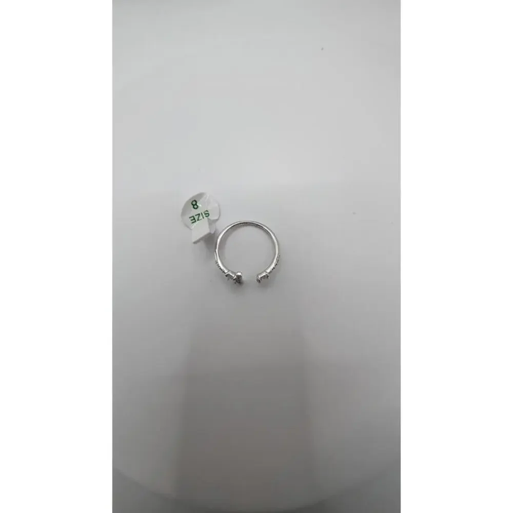 Silver Open Band Ring with Clear Gemstones Size 8